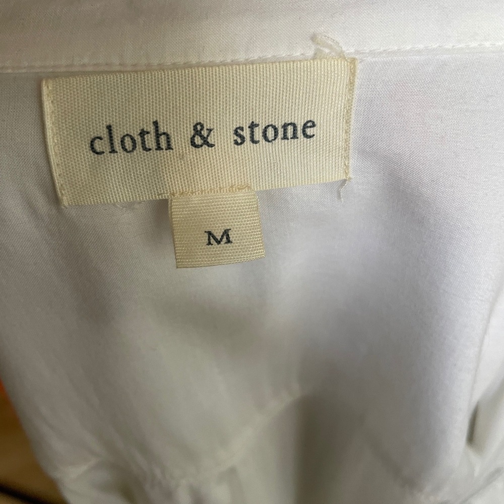 Cloth & Stone Tunic Top Long Sleeve Button Up Shirt White Casual Size M - Picture 2 of 5
